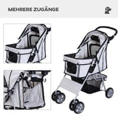 PAWHUT Dog Buggy Ve Stříbrné Barvě, Přívěs Na Kočárek Jogger, Lehký A Skládací, Na Cesty 