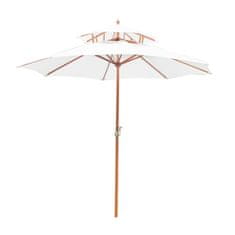 OUTSUNNY Slunečník Dřevěný Slunečník Zahradní Deštník S Dvojitou Stříškou Na Balkónový Deštník Krémový 