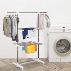 HOMCOM Mobile Clothes Airer Tower Boční Křídla Skládací Na 2 Úrovních (2 Úrovně) 