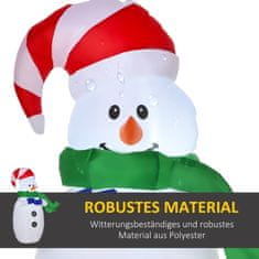 HOMCOM Led Motiv Postavičky Vánoční Santa Claus Sněhulák Nafukovací Vánoční Dekorace Osvětlená Zahrada, D 55 X Š 45 X V 120 Cm, Ip 44, Teplá Bílá 