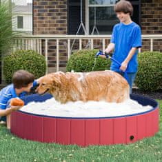 PAWHUT Dog Pool Xxl Brouzdaliště Bazén Plast + Dřevo Modrá Ø160Xv30Cm Summer Joy 