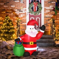 HOMCOM Led Motiv Postavičky Vánoční Santa Claus Sněhulák Nafukovací Vánoční Dekorace Osvětlená Zahrada, D 70 X Š 45 X V 120 Cm, Ip 44, Teplá Bílá 