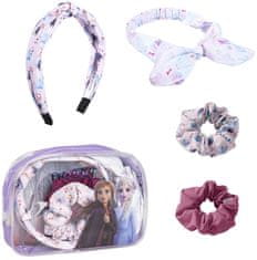 OEM Doplňky do vlasů v kosmetické tašce Frozen II|Ledové království: Anna & Elsa (set 4 kusů|gumičky a čelenky)