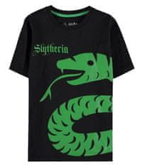 CurePink Dětské tričko Harry Potter: Slytherin (122-128 cm) černá bavlna