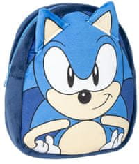 CurePink Dětský plyšový batoh Sonic: Postava (objem 3 litry|18 x 22 x 8 cm)