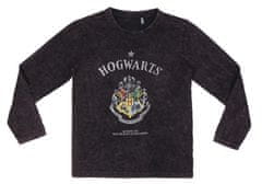 CurePink Dětské tričko s dlouhým rukávem Harry Potter: Bradavice (velikost 8 let) černá bavlna