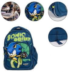 CurePink Školní batoh Sonic Prime: Rychlý (objem 14 litrů|31 x 38 x 12 cm)