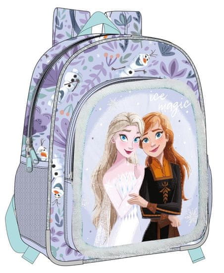 CurePink Školní batoh Disney|Frozen|Ledové královstsví: Ledová magie (objem 14 litrů|31 x 38 x 12 cm)