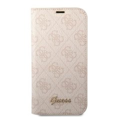 Guess GUBKP14SHG4SHP hard silikonové pouzdro iPhone 14 6.1" pink book 4G Vintage Gold Logo