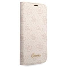 Guess GUBKP14SHG4SHP hard silikonové pouzdro iPhone 14 6.1" pink book 4G Vintage Gold Logo