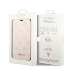 Guess GUBKP14SHG4SHP hard silikonové pouzdro iPhone 14 6.1" pink book 4G Vintage Gold Logo