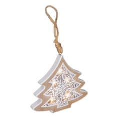 Solight  LED vánoční stromek, dřevěný dekor, 7 LED, teplá bílá, 2x AAA