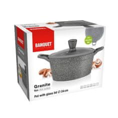 Banquet Kastrol s nepřílnavým povrchem GRANITE 24 cm, stříkané dno, poklice