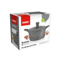 Banquet Kastrol s nepřílnavým povrchem GRANITE 20 cm, stříkané dno, poklice