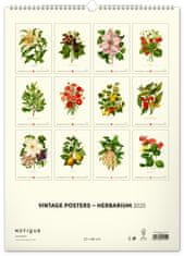 Presco Publishing NOTIQUE Nástěnný kalendář Vintage plakáty – herbář 2025, 33 x 46 cm