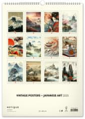 Presco Publishing NOTIQUE Nástěnný kalendář Vintage plakáty – japonské umění 2025, 33 x 46 cm