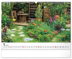 Presco Publishing NOTIQUE Nástěnný kalendář Zahrady 2025, 48 x 33 cm