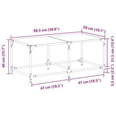 Vidaxl Konferenční stolek průhledná skleněná deska 98,5x50x40 cm ocel