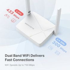 TP-Link WiFi router MERCUSYS MR20 AC750 dual AP/router, 2x LAN, 1x WAN/ 300Mbps 2,4/ 433Mbps 5GHz