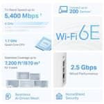 TP-Link WiFi router Deco XE75 Pro(1-pack) AXE5400, WiFi 6E, 1x 2.5GLAN, 2x GLAN / 574Mbps 2,4GHz/ 2402Mbps 5GHz/ 2402 6G