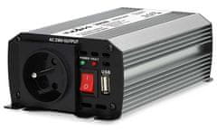 Nedis měnič napětí/ modifikovaná sinusoida/ 12 V DC/230 V AC 50 Hz/ 300 W (600 W špička)/ USB-A/ 1x zásuvka type E
