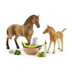 Schleich Horse Club 42432 Set hříbě a Quarter kůň se štěňátkem a doplňky