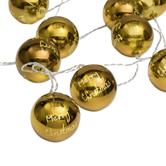 ACA Lightning  LED vánoční girlanda - kuličky zlaté, teplá bílá, 3x baterie AA, 160 cm, IP20