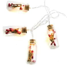 ACA Lightning  LED vánoční girlanda - skleničky s červenými bobulemi , teplá bílá, 2x baterie AA, 160 cm