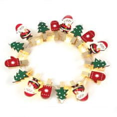 ACA Lightning  LED dekorační girlanda - Kolíčky s vánočními motivy, teplá bílá barva, 3xAA, 180 cm