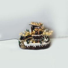 ACA Lightning  LED vánoční hrající Kluziště s bruslaři - žlutá barva, 3xAA + 220V, 24 cm, IP20, 26 LED, 8