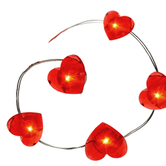 ACA Lightning  LED vánoční/dekorační girlanda - srdíčka, červená barva, 200 cm, IP20, 2xAA
