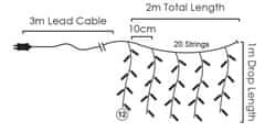 ACA Lightning  LED vánoční světelný závěs, 3x2m, teplá bílá, IP44, 240 LED