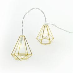 ACA Lightning  LED vánoční girlanda - Diamanty zlaté, teplá bílá, 3xAA, 160 cm, IP20