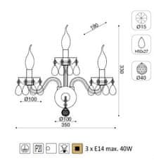 ACA  Křišťálové nástěnné svítidlo TULIA max. 3x40W/E14/230V/IP20