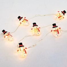 ACA Lightning  LED dekorační girlanda - Sněhuláci, teplá bílá barva, 2xAA, 170 cm