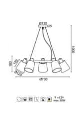 ACA  Závěsné svítidlo NORMA max. 5x60W/E14/230V/IP20