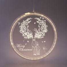 ACA Lightning  3D LED vánoční sob do okna, teplá bílá barva, IP20, akryl