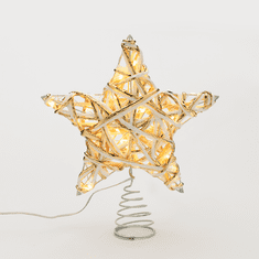 ACA Lightning  LED vánoční hvězda, teplá bílá, 3xAA, IP20, bílá + zlatá barva, ratan