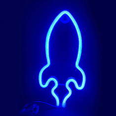 ACA Lightning  Neonová lampička - Raketa, 3x AA baterie/USB kabel, IP20, modrá barva