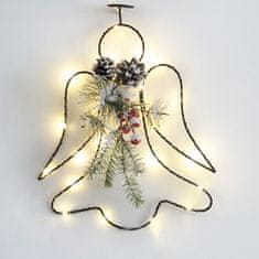 ACA Lightning  LED vánoční andílěk do okna s větvičkou, teplá bílá, na baterie AA