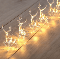 ACA Lightning  LED vánoční girlanda - Svítící sobi, teplá bílá, 3xAA, 160 cm