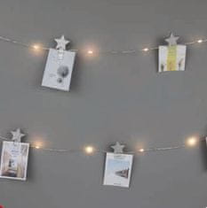 ACA Lightning  LED dekorační girlanda - Kolíčky s hvězdičkami, teplá bílá barva, 3xAA, 270 cm