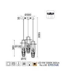 ACA  LED závěsné svítidlo VANI 9W/230V/3000K/360Lm/270°/IP20