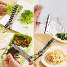 HOME & MARKER® Nůžky na bylinky, Kuchyňské nůžky, Nerezové nůžky, Kuchyňské nůžky s 5 čepelemi | CHOPMAX