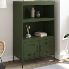 shumee Skříň highboard olivově zelená 68 x 39 x 113 cm ocel