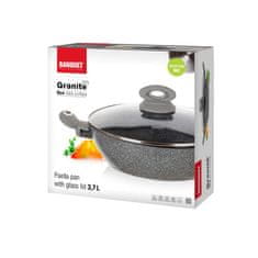 Banquet Pánev Paella s nepřilnavým povrchem GRANITE Grey 28 x 7,5 cm, s poklicí, sada 2 ks