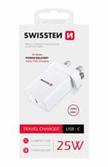 SWISSTEN Swissten Síťový Adaptér Pd 25W Pro Iphone A Samsung Pro Uk Zásuvku Bílý 8595217480407