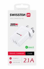 SWISSTEN Swissten Síťový Adaptér 2X Usb 10,5W Pro Uk Zásuvku Bílý 8595217476844