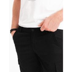 OMBRE Jednobarevné pánské šortky s cargo kapsami černé MDN126228 S