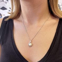 Evolution Group Sada stříbrných šperků se zirkony a pravými perlami 29050.1B (náušnice, řetízek, přívěsek)